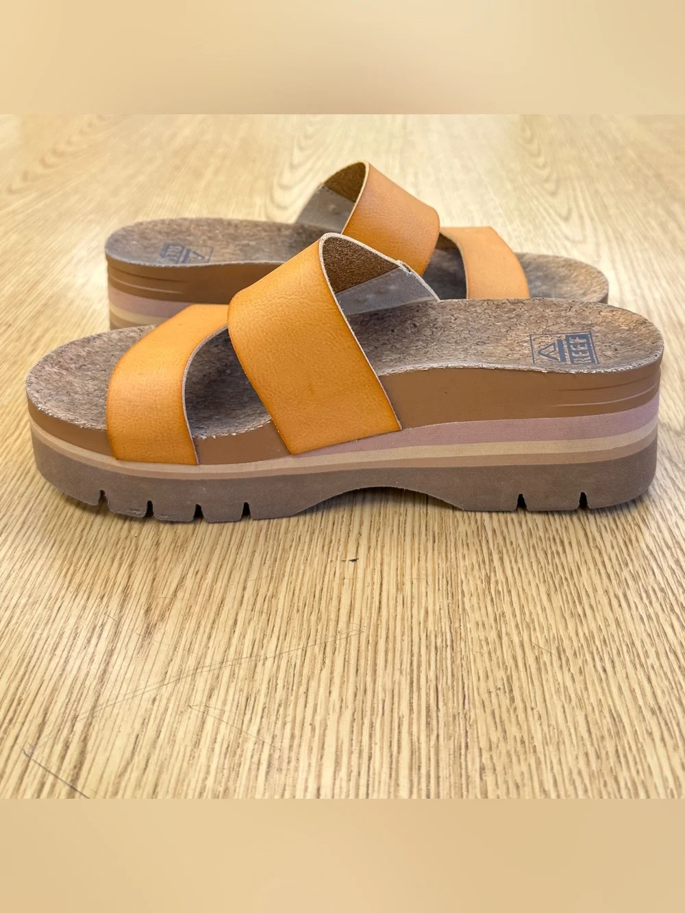 Reef Cushion Vista Higher Platform Slide Sandal Natural Tan 8